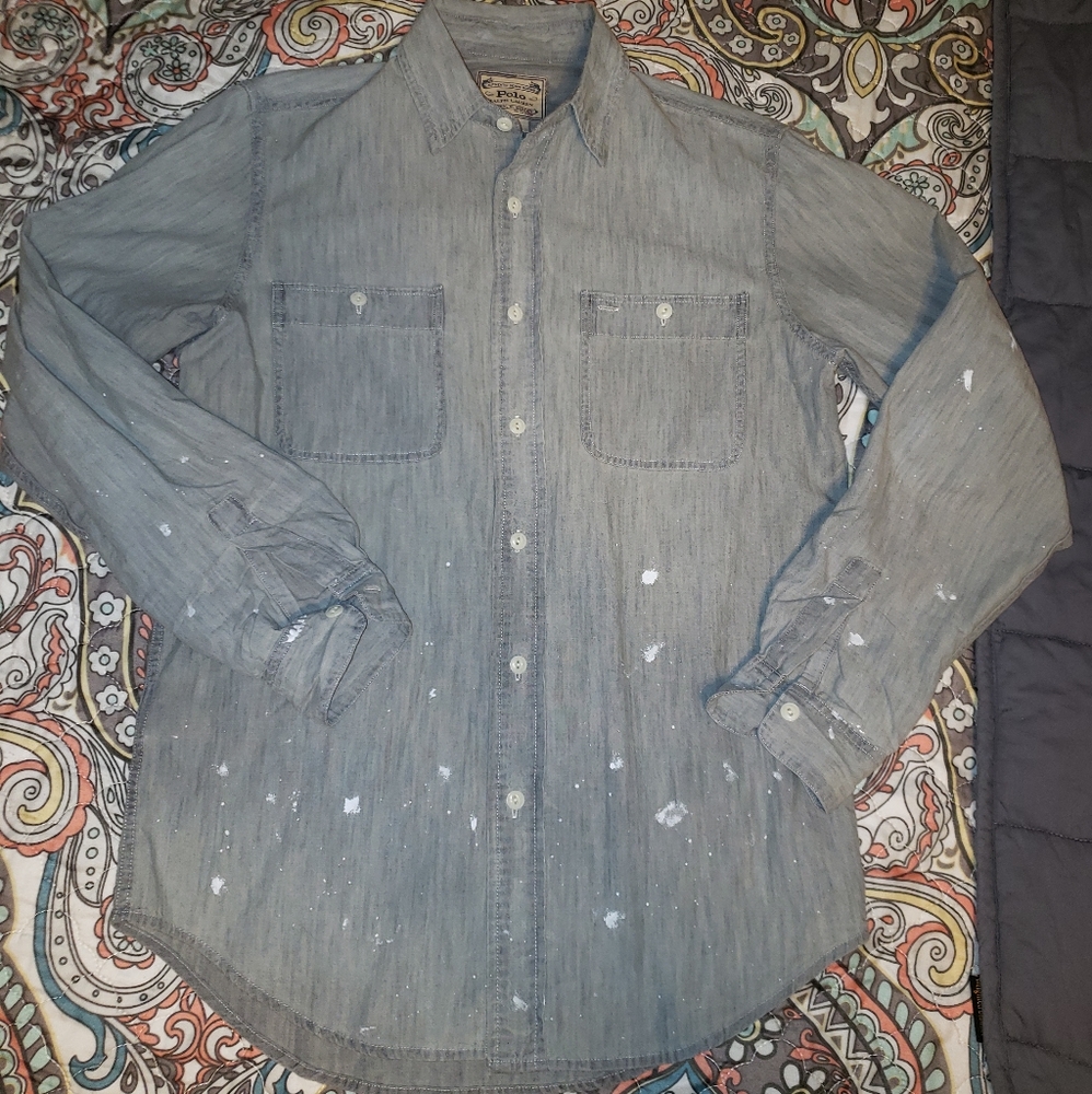 Polo ralph Lauren grey chambray paint splatter